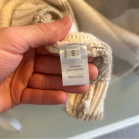 La Ligne Martha Cardigan Size Small Striped Wool Cashmere Sweater Nude Tan - Picture 9 of 11